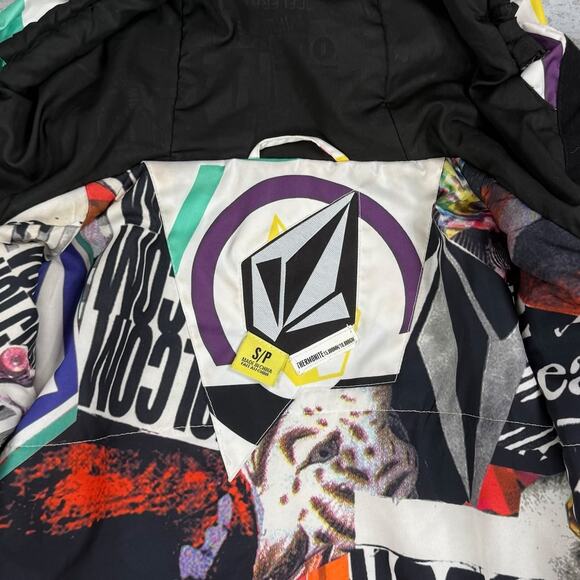 Vintage 90s Volcom Puffer Ski Jacket Mens S White Multicolor Full Zip Insulated - Picture 4 of 9